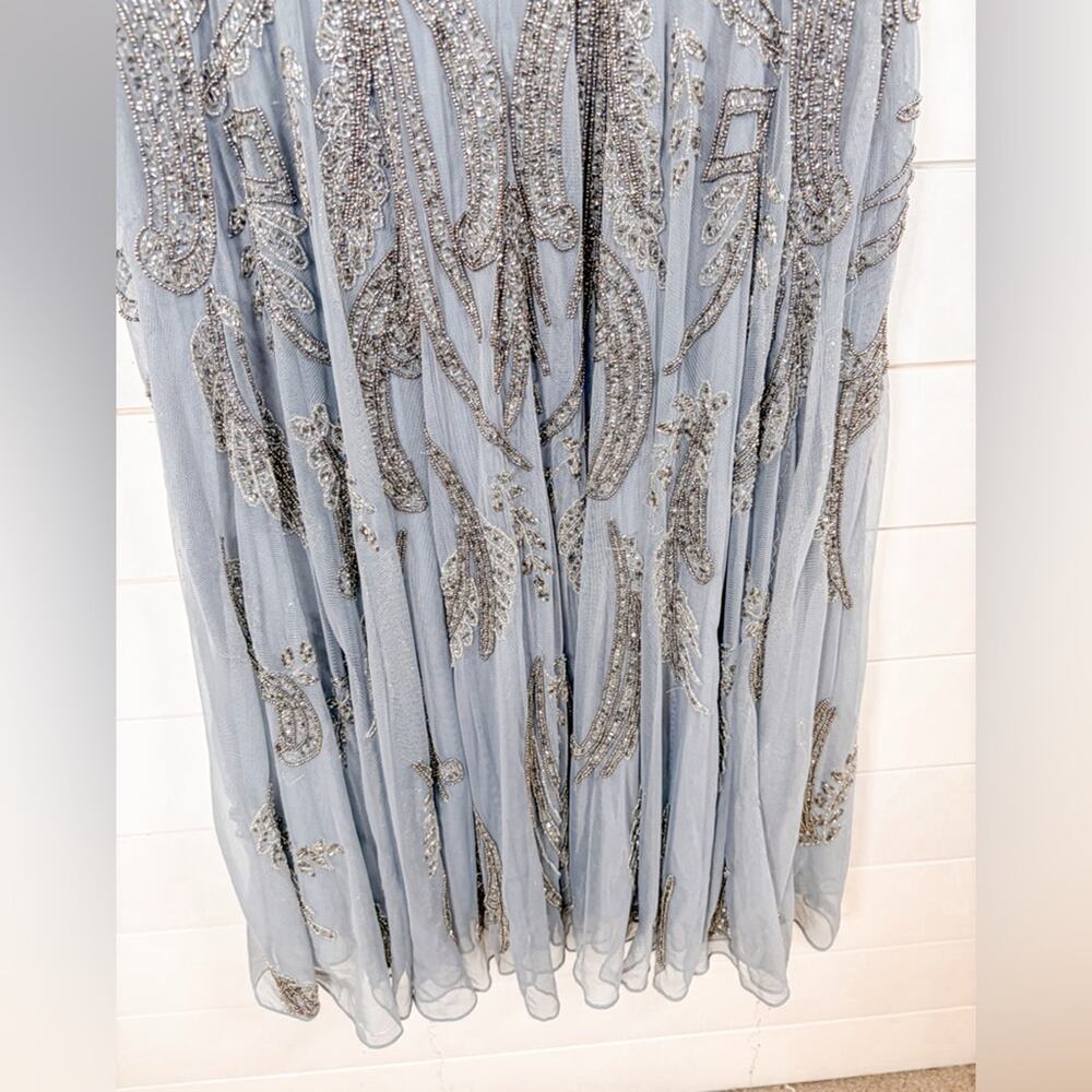 NEW Mac Duggal Plus Size Silver A5434 Beaded Dress, Size 16, MSRP $498 - Picture 7 of 13